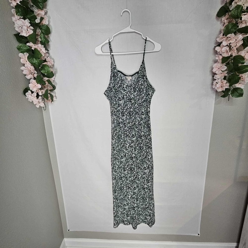 A New Day Maxi Dress Xl Black Green Floral Print Sleeveless Casual